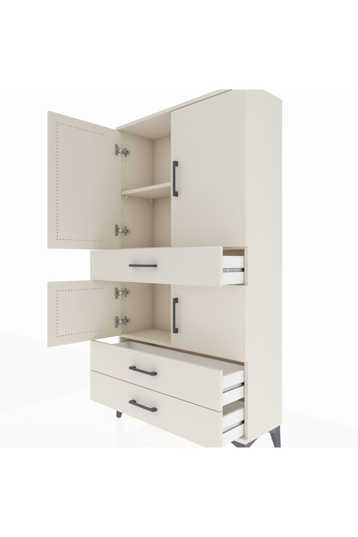 Arges Dolap 3 Raflı 3 Çekmeceli 4 Kapaklı 88x30x163 - S21M083V1A
