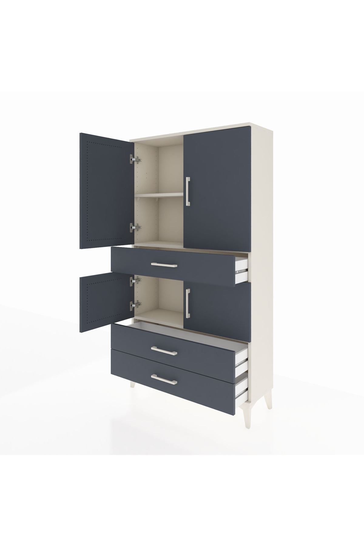 Arges Dolap 3 Raflı 3 Çekmeceli 4 Kapaklı 88x30x163 - S21M083V2A