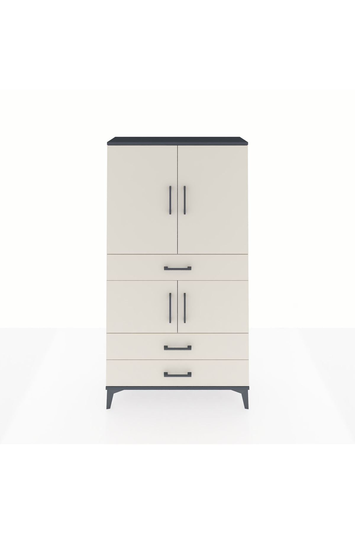 Arges Dolap 3 Raflı 3 Çekmeceli 4 Kapaklı 88x30x163 - S21M083V4A