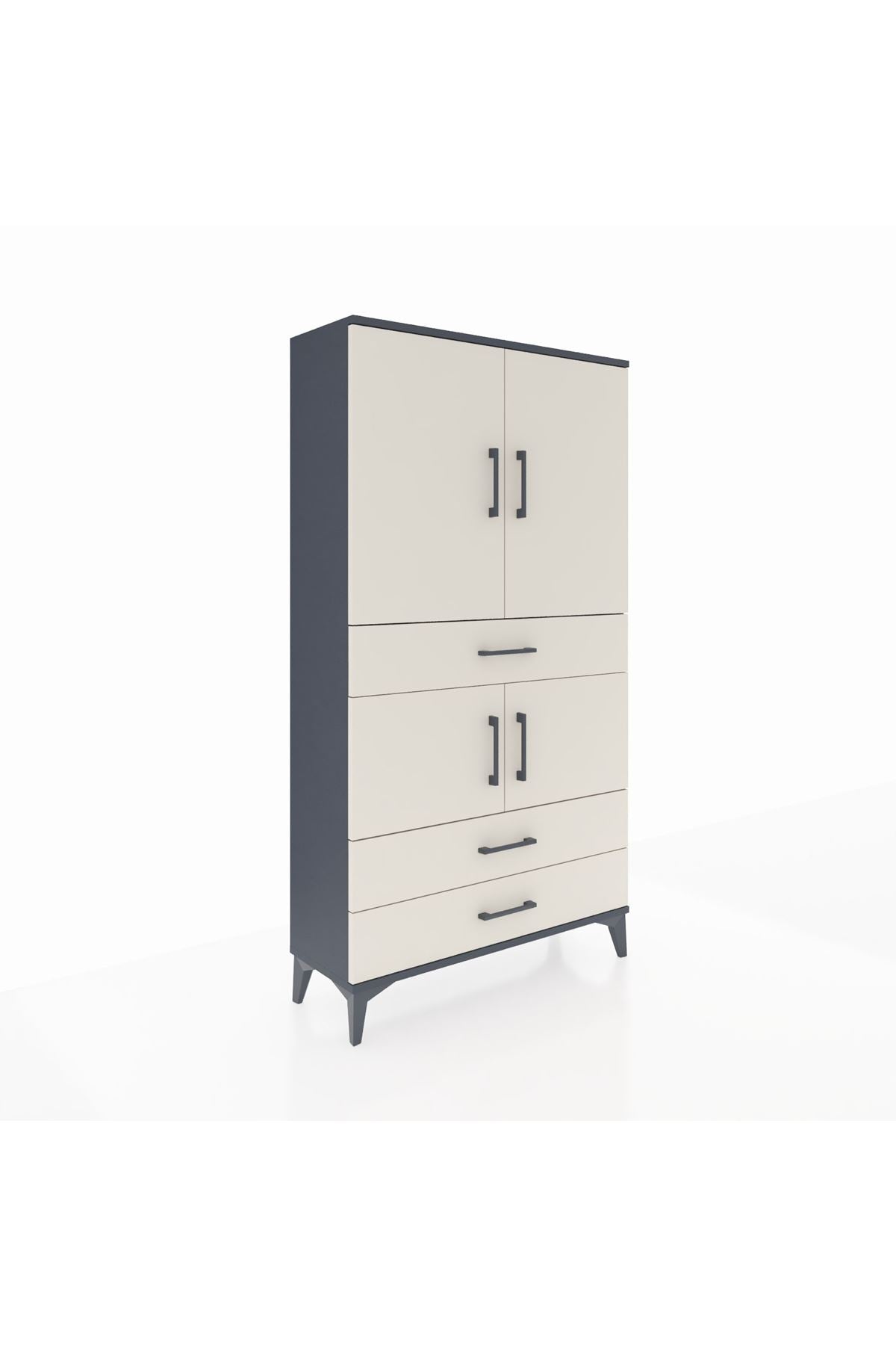 Arges Dolap 3 Raflı 3 Çekmeceli 4 Kapaklı 88x30x163 - S21M083V4A