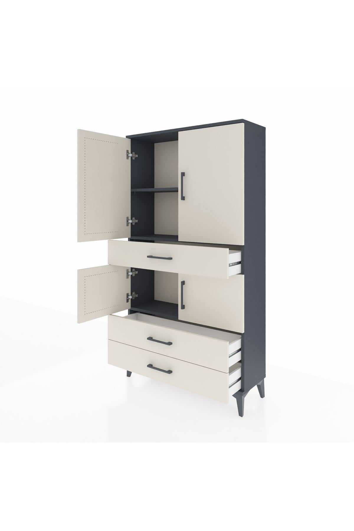Arges Dolap 3 Raflı 3 Çekmeceli 4 Kapaklı 88x30x163 - S21M083V4A