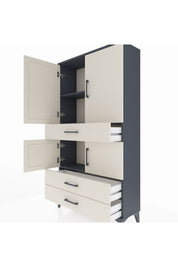 Arges Dolap 3 Raflı 3 Çekmeceli 4 Kapaklı 88x30x163 - S21M083V4A