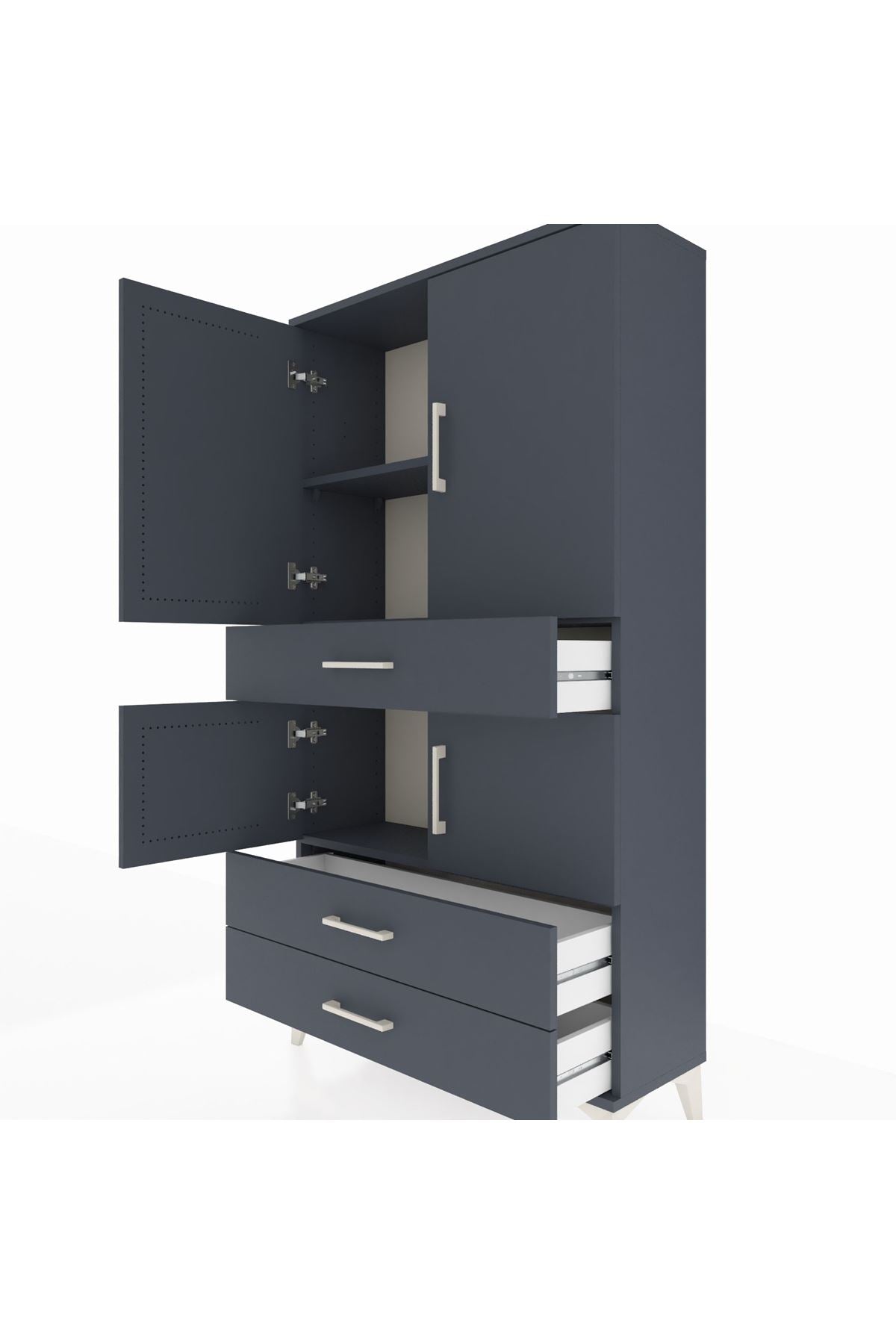 Arges Dolap 3 Raflı 3 Çekmeceli 4 Kapaklı 88x30x163 - S21M083V5A