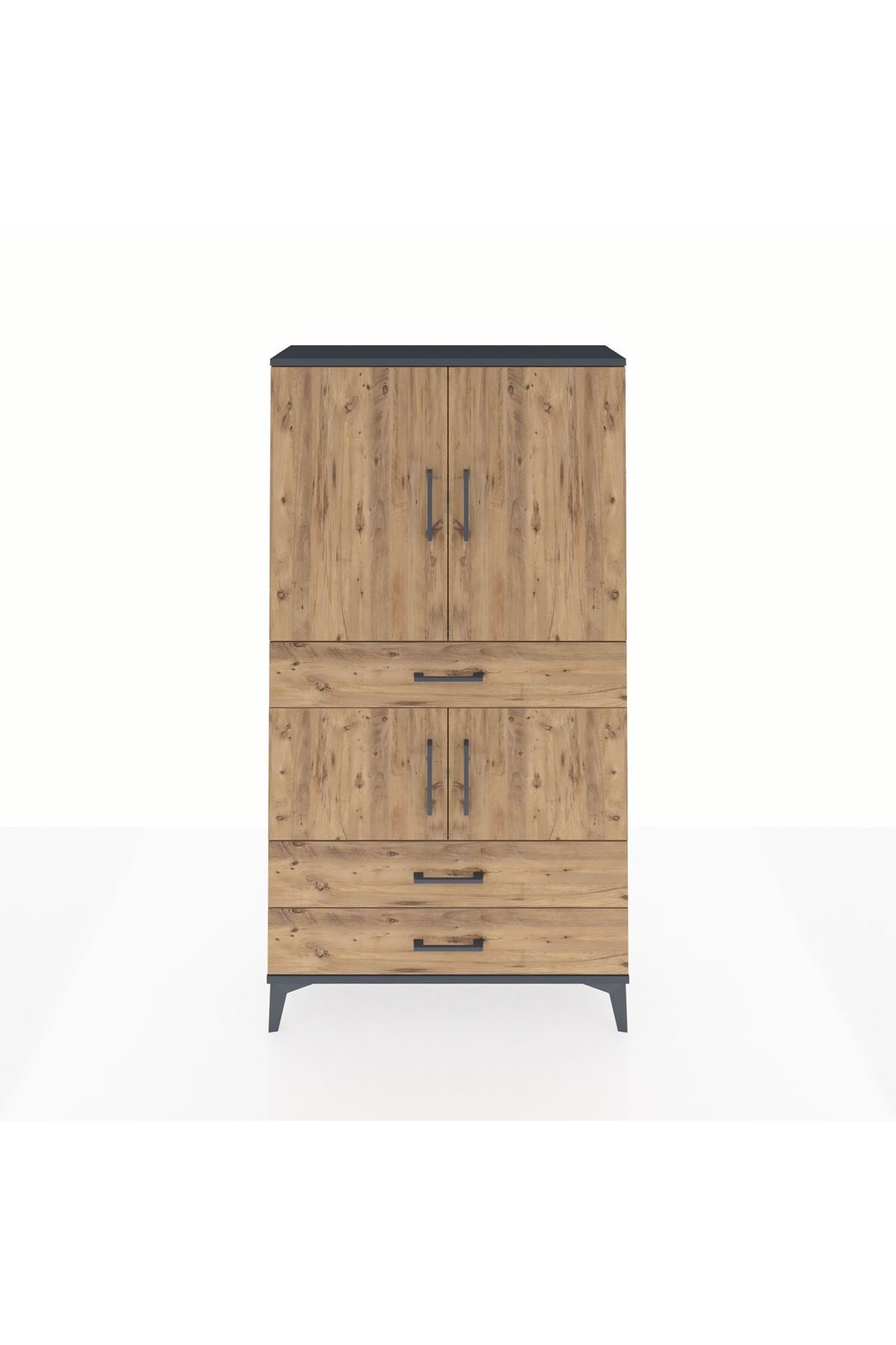 Arges Dolap 3 Raflı 3 Çekmeceli 4 Kapaklı 88x30x163 - S21M083V6A