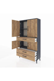 Arges Dolap 3 Raflı 3 Çekmeceli 4 Kapaklı 88x30x163 - S21M083V6A