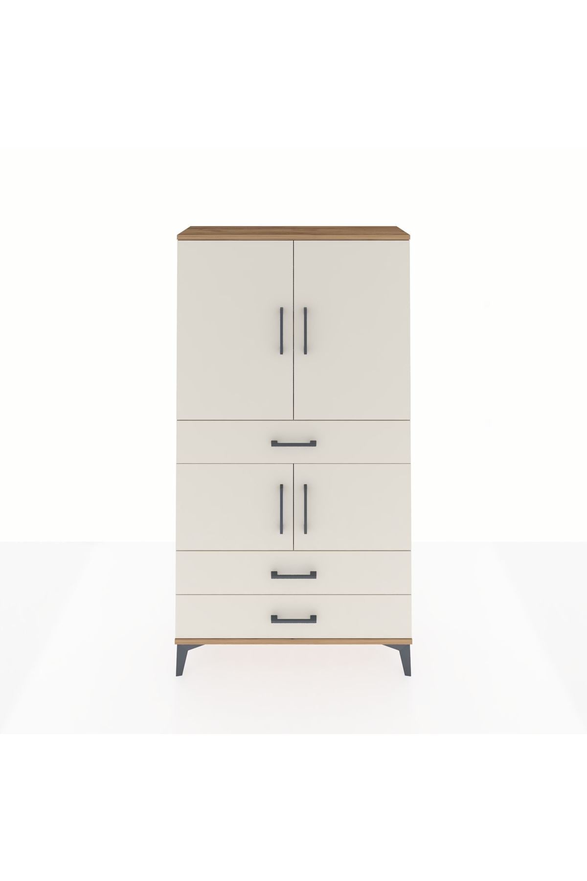 Arges Dolap 3 Raflı 3 Çekmeceli 4 Kapaklı 88x30x163 - S21M083V7A
