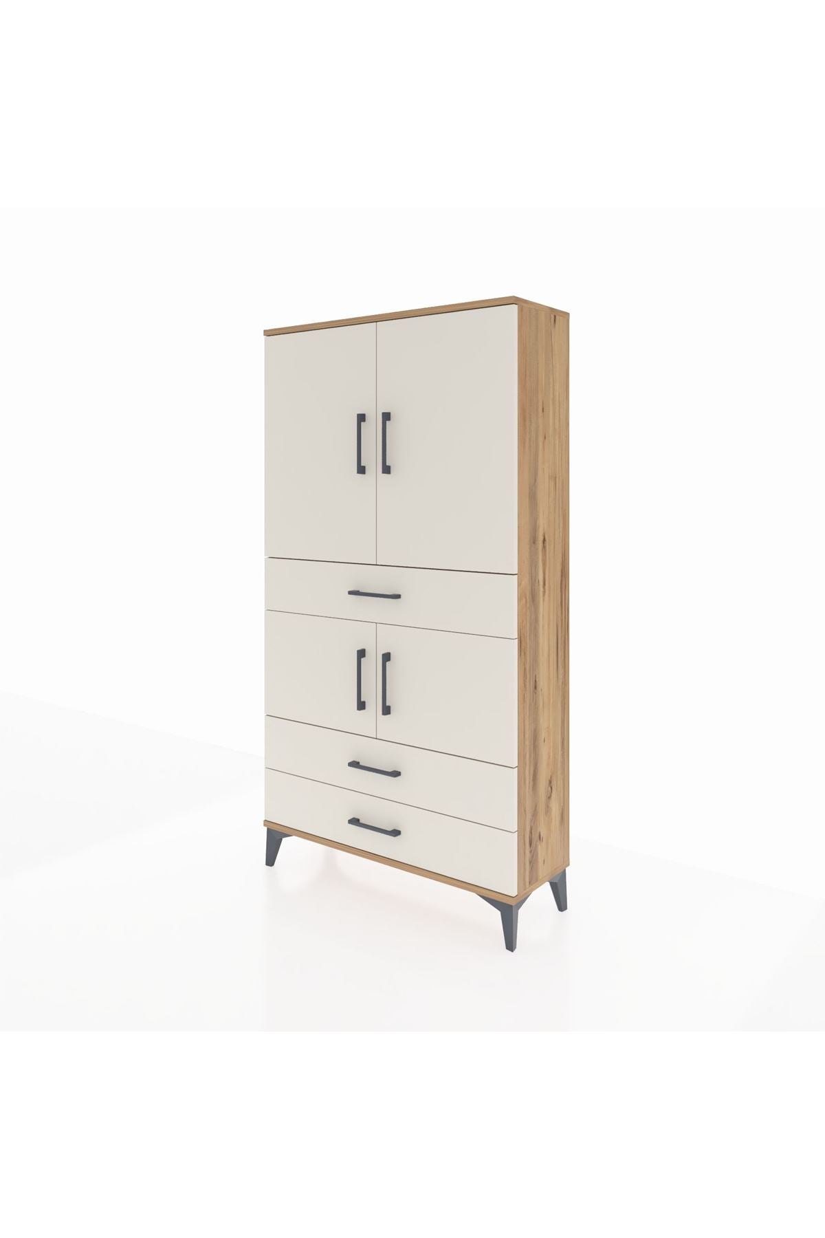 Arges Dolap 3 Raflı 3 Çekmeceli 4 Kapaklı 88x30x163 - S21M083V7A