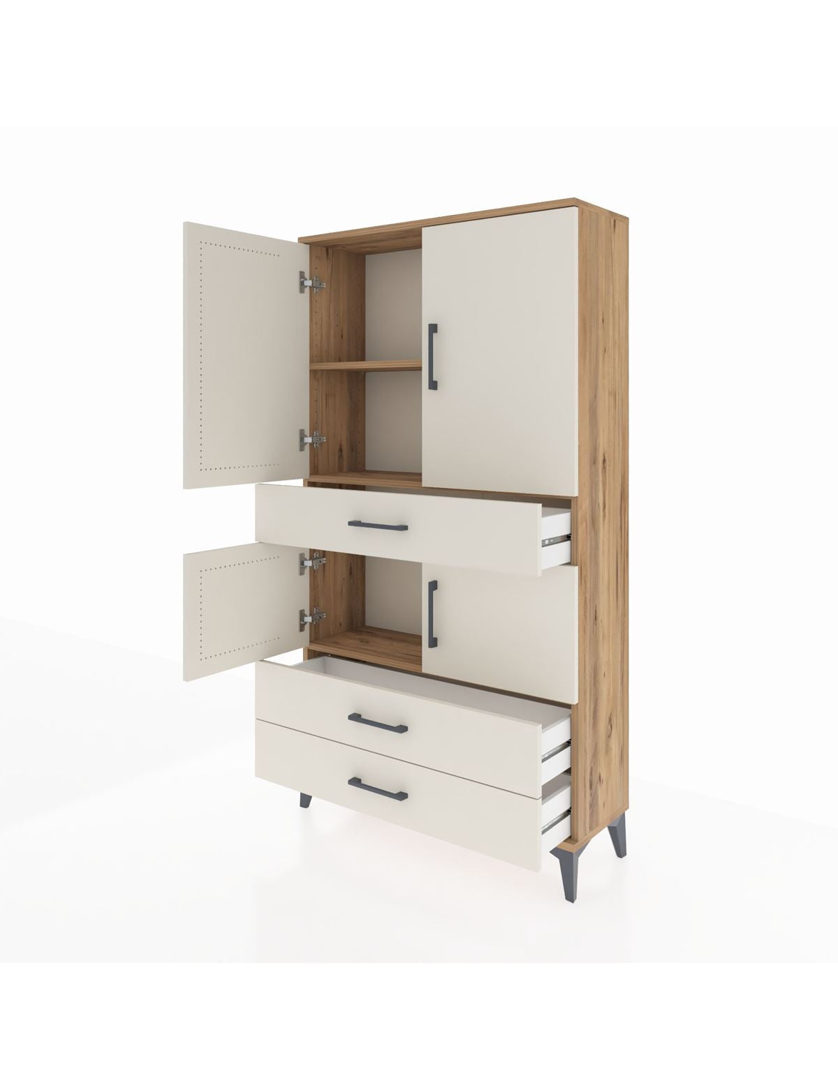 Arges Dolap 3 Raflı 3 Çekmeceli 4 Kapaklı 88x30x163 - S21M083V7A