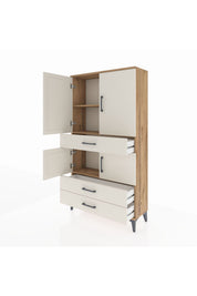 Arges Dolap 3 Raflı 3 Çekmeceli 4 Kapaklı 88x30x163 - S21M083V7A