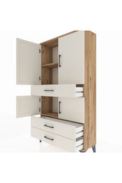 Arges Dolap 3 Raflı 3 Çekmeceli 4 Kapaklı 88x30x163 - S21M083V7A