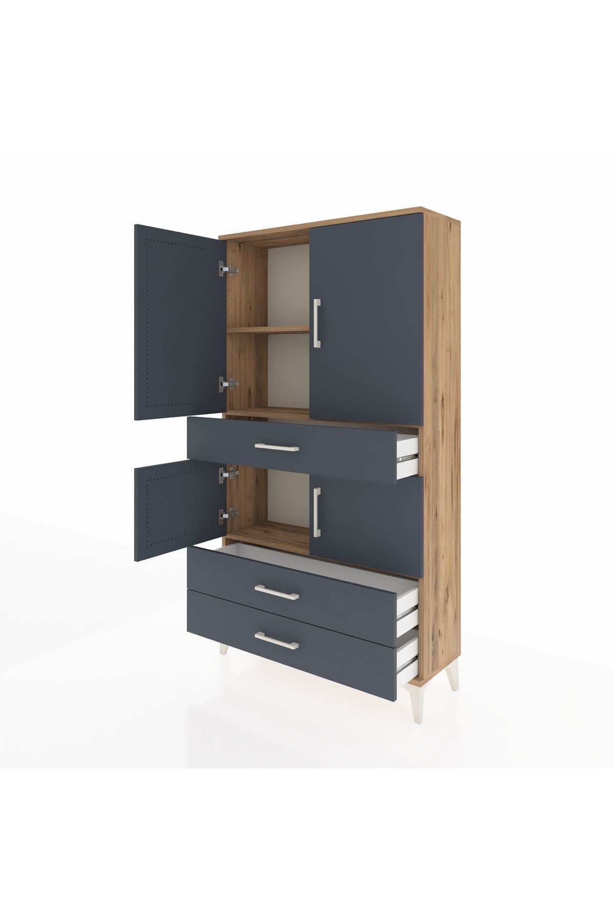 Arges Dolap 3 Raflı 3 Çekmeceli 4 Kapaklı 88x30x163 - S21M083V8A