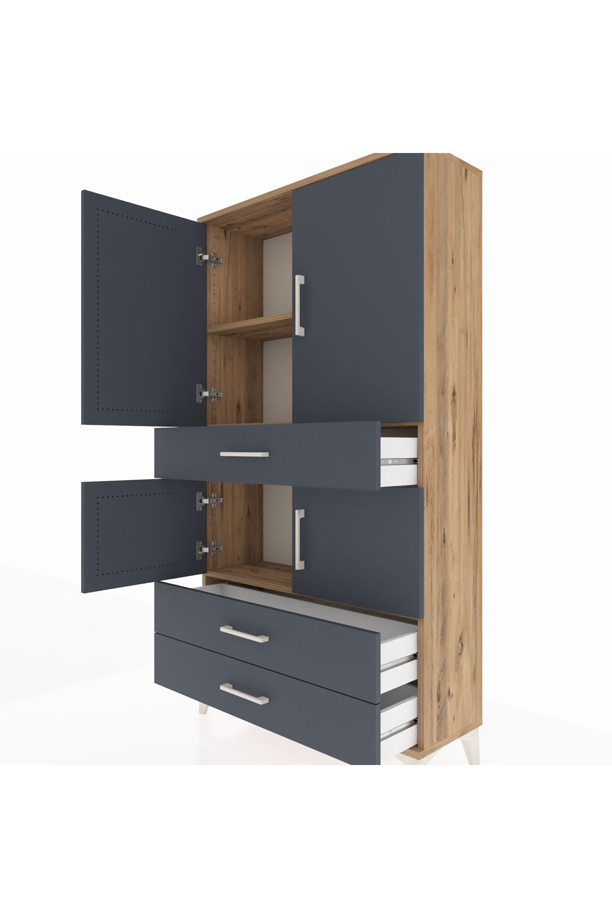 Arges Dolap 3 Raflı 3 Çekmeceli 4 Kapaklı 88x30x163 - S21M083V8A