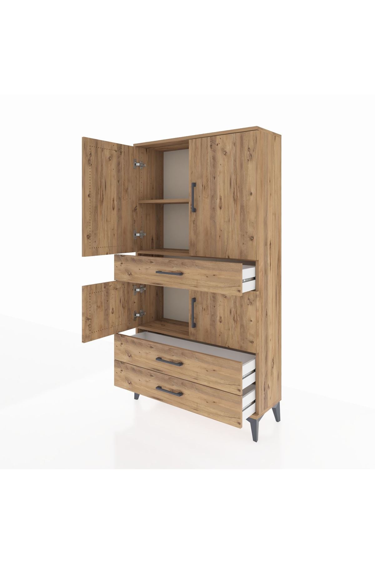 Arges Dolap 3 Raflı 3 Çekmeceli 4 Kapaklı 88x30x163 - S21M083V9A