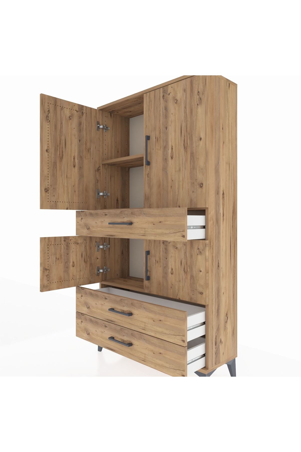 Arges Dolap 3 Raflı 3 Çekmeceli 4 Kapaklı 88x30x163 - S21M083V9A