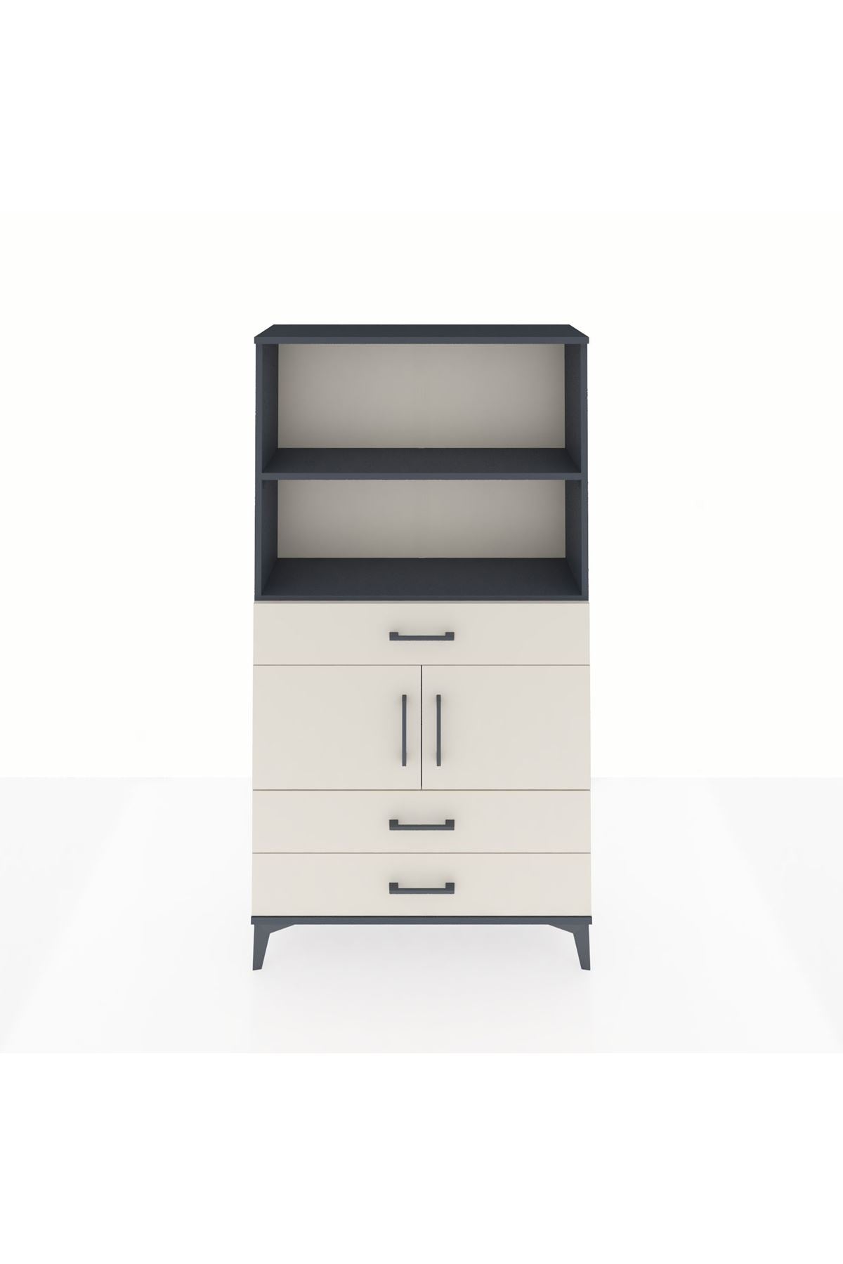 Arges Dolap 3 Raflı 3 Çekmeceli 2 Kapaklı 88x30x163 - S21M084V4A