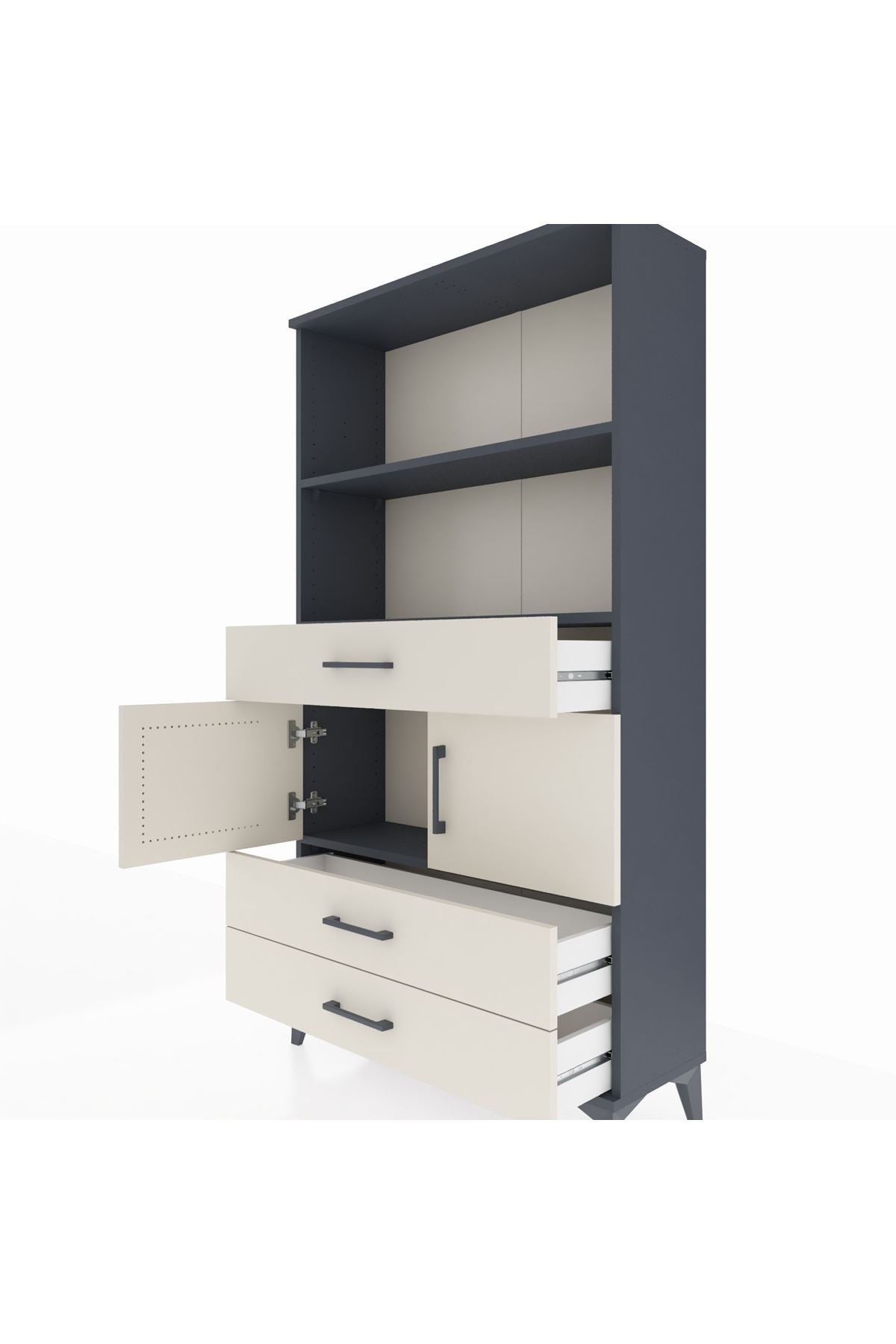 Arges Dolap 3 Raflı 3 Çekmeceli 2 Kapaklı 88x30x163 - S21M084V4A