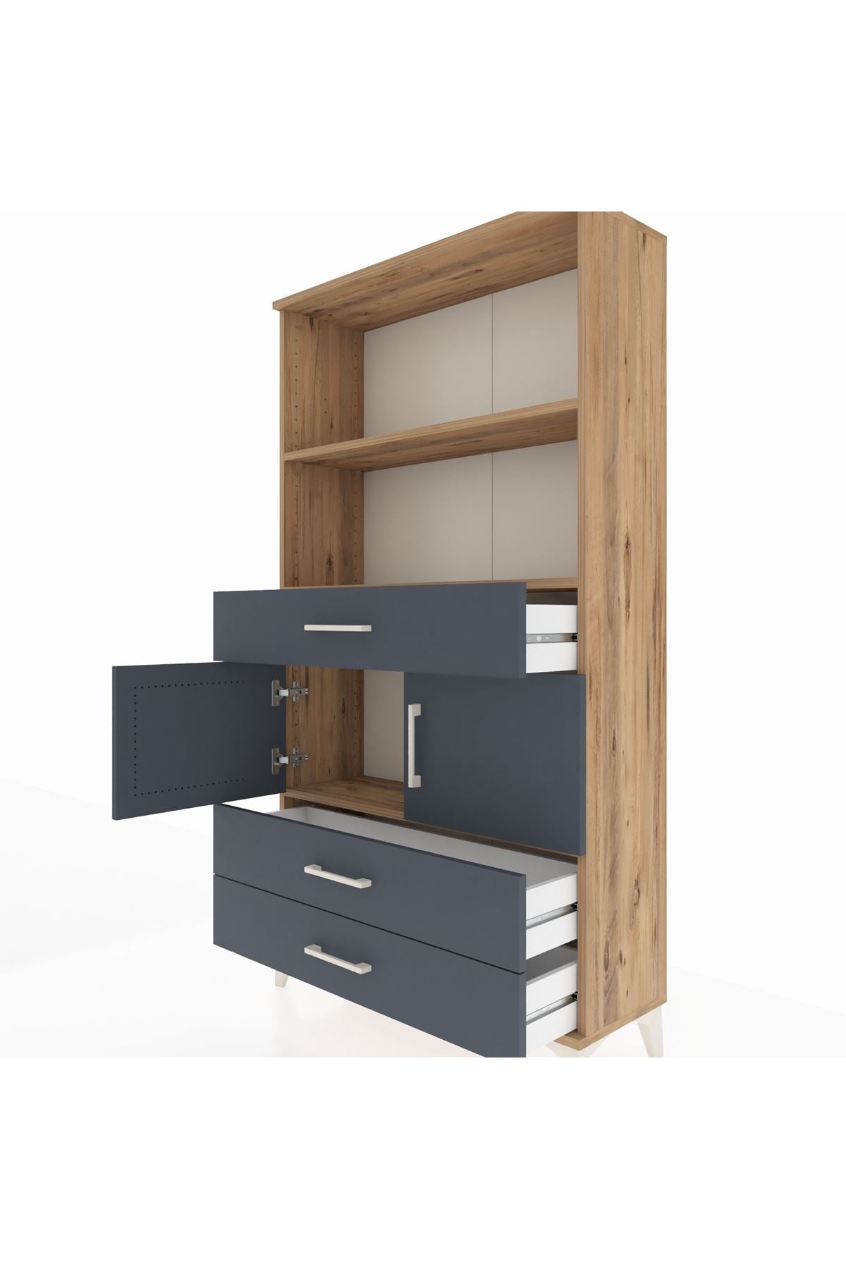 Arges Dolap 3 Raflı 3 Çekmeceli 2 Kapaklı 88x30x163 - S21M084V8A