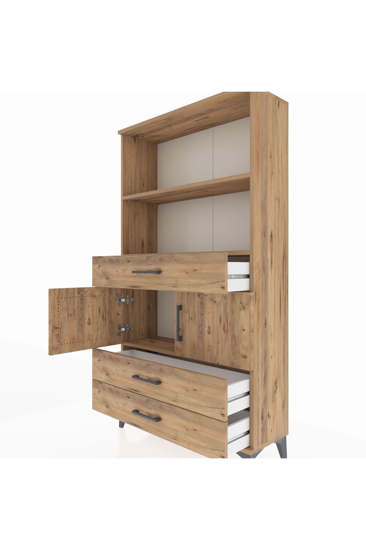 Arges Dolap 3 Raflı 3 Çekmeceli 2 Kapaklı 88x30x163 - S21M084V9A