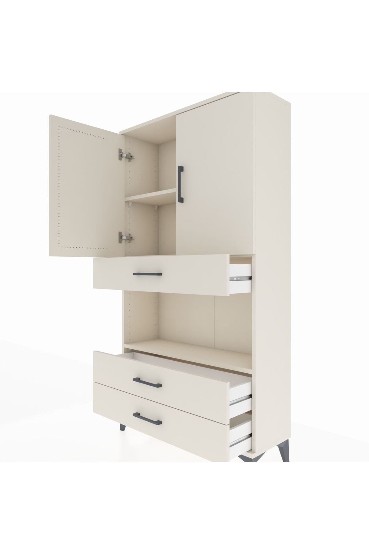 Arges Dolap 3 Raflı 3 Çekmeceli 2 Kapaklı 88x30x163 - S21M085V1A