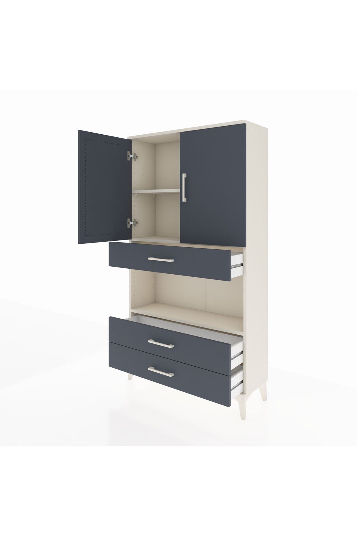 Arges Dolap 3 Raflı 3 Çekmeceli 2 Kapaklı 88x30x163 - S21M085V2A