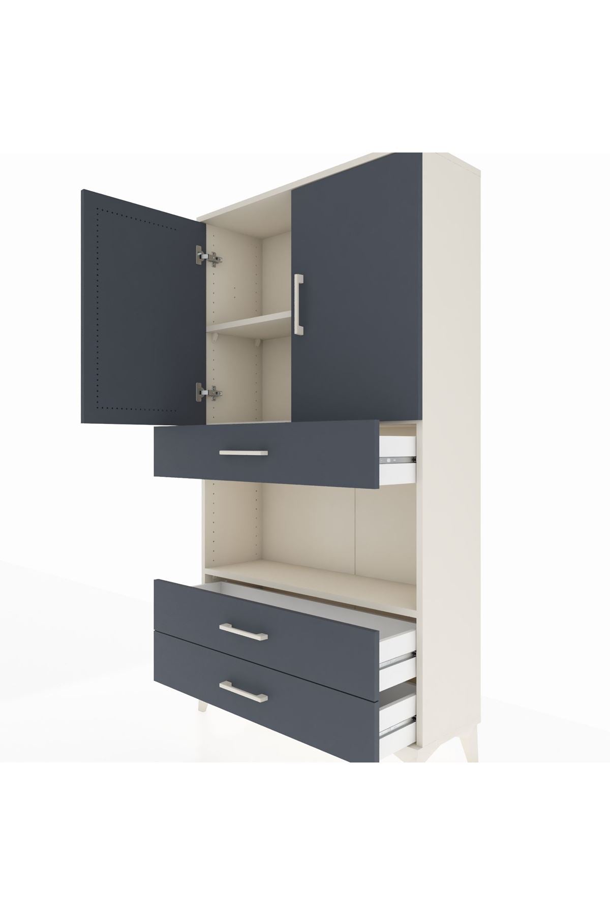 Arges Dolap 3 Raflı 3 Çekmeceli 2 Kapaklı 88x30x163 - S21M085V2A