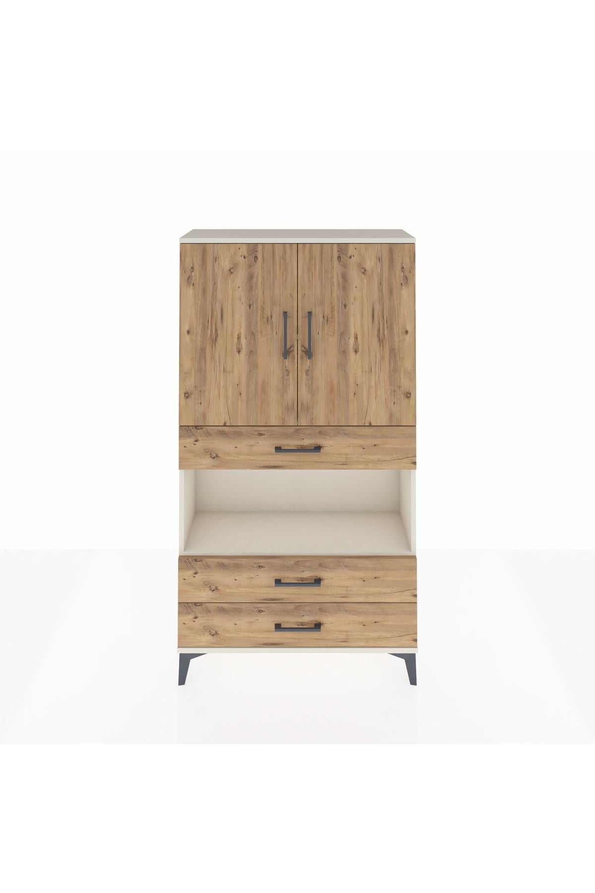 Arges Dolap 3 Raflı 3 Çekmeceli 2 Kapaklı 88x30x163 - S21M085V3A