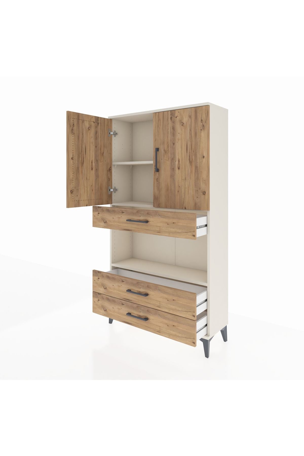 Arges Dolap 3 Raflı 3 Çekmeceli 2 Kapaklı 88x30x163 - S21M085V3A