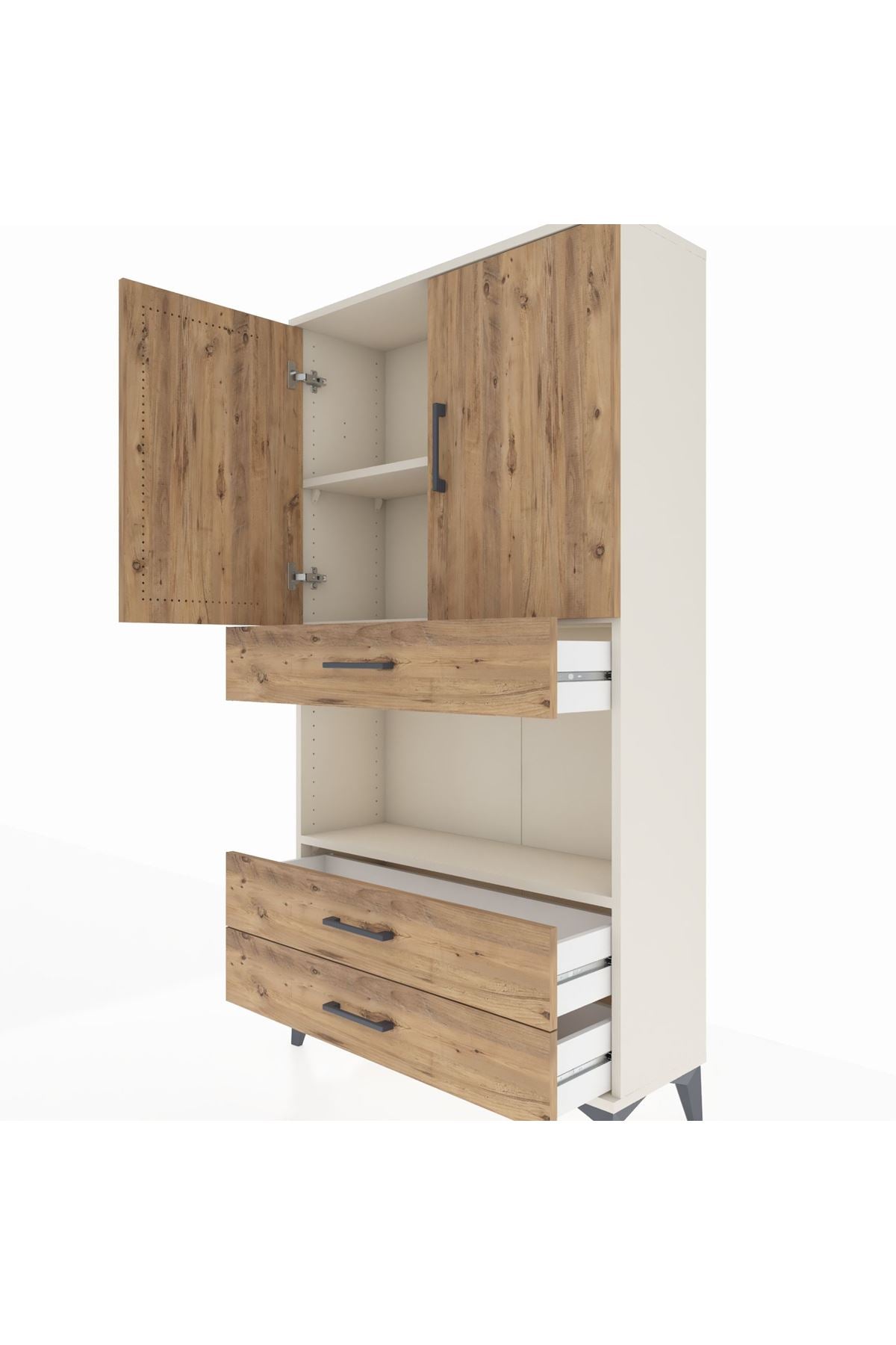 Arges Dolap 3 Raflı 3 Çekmeceli 2 Kapaklı 88x30x163 - S21M085V3A