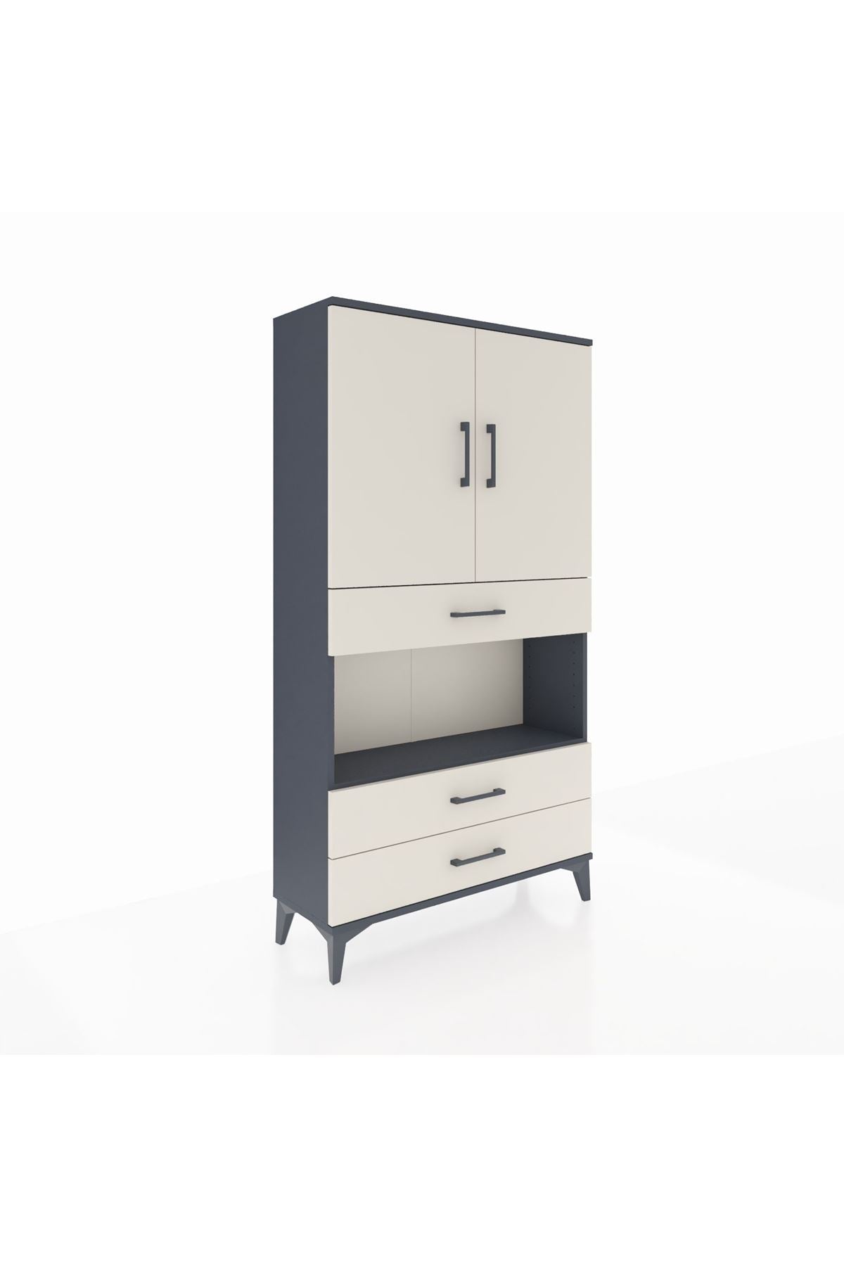 Arges Dolap 3 Raflı 3 Çekmeceli 2 Kapaklı 88x30x163 - S21M085V4A