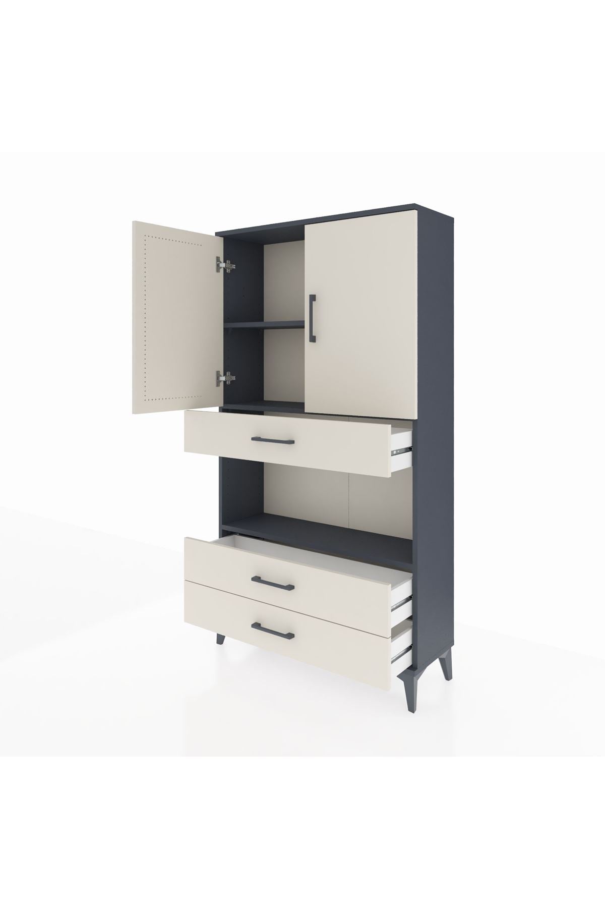 Arges Dolap 3 Raflı 3 Çekmeceli 2 Kapaklı 88x30x163 - S21M085V4A
