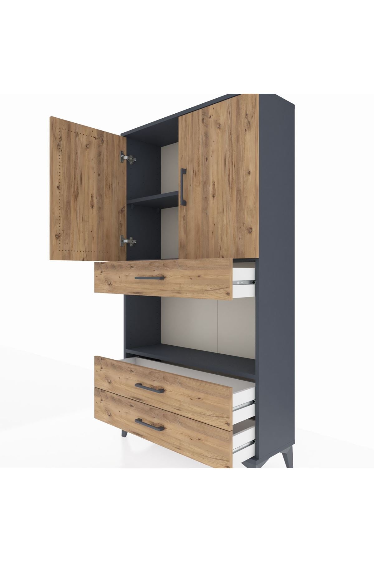 Arges Dolap 3 Raflı 3 Çekmeceli 2 Kapaklı 88x30x163 - S21M085V6A