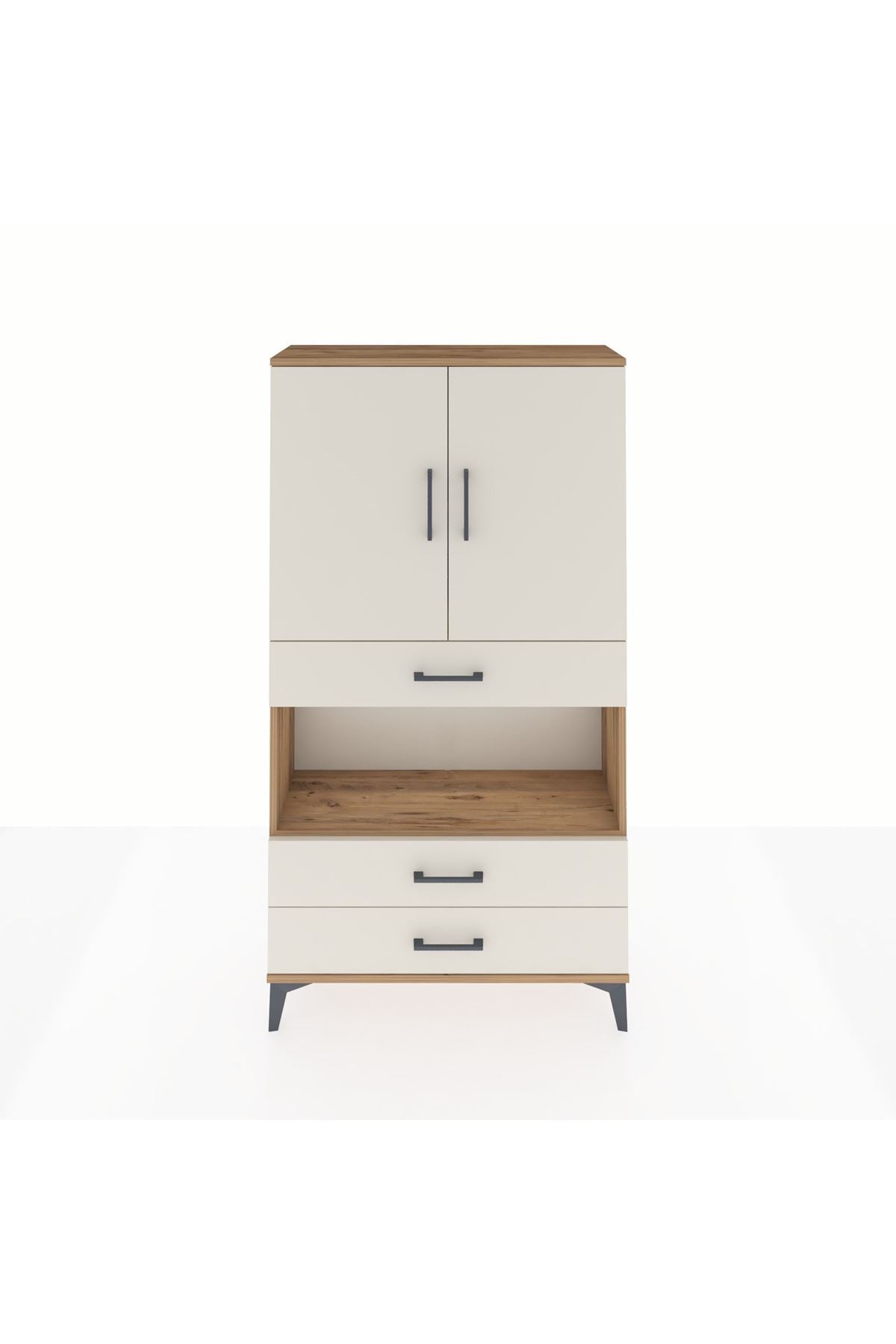 Arges Dolap 3 Raflı 3 Çekmeceli 2 Kapaklı 88x30x163 - S21M085V7A