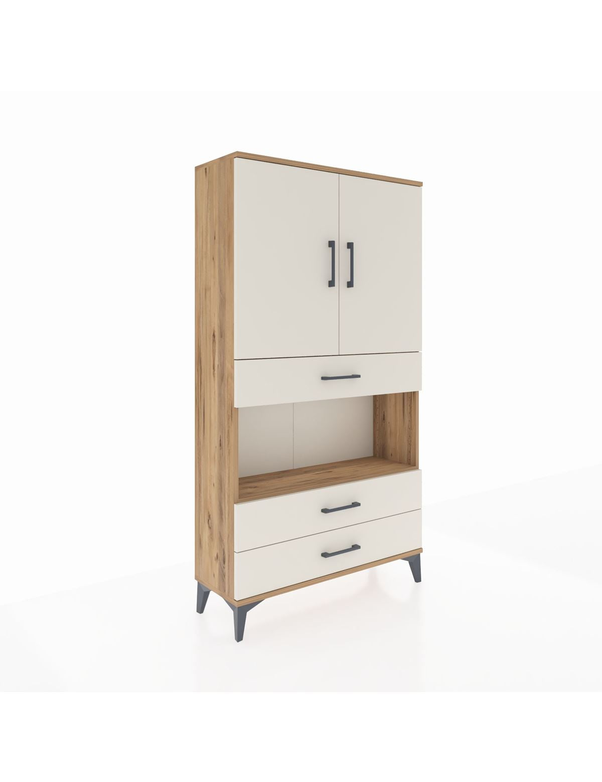 Arges Dolap 3 Raflı 3 Çekmeceli 2 Kapaklı 88x30x163 - S21M085V7A