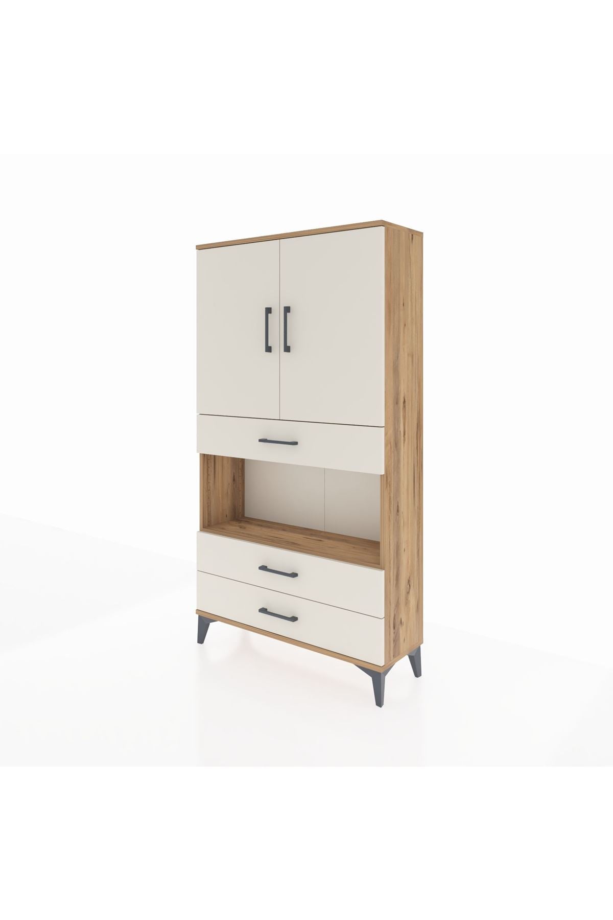 Arges Dolap 3 Raflı 3 Çekmeceli 2 Kapaklı 88x30x163 - S21M085V7A