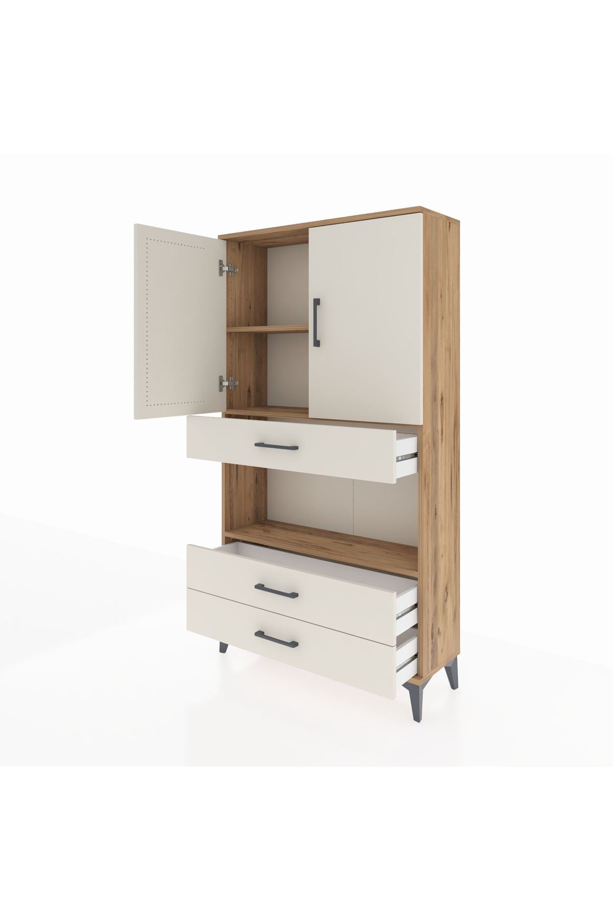Arges Dolap 3 Raflı 3 Çekmeceli 2 Kapaklı 88x30x163 - S21M085V7A