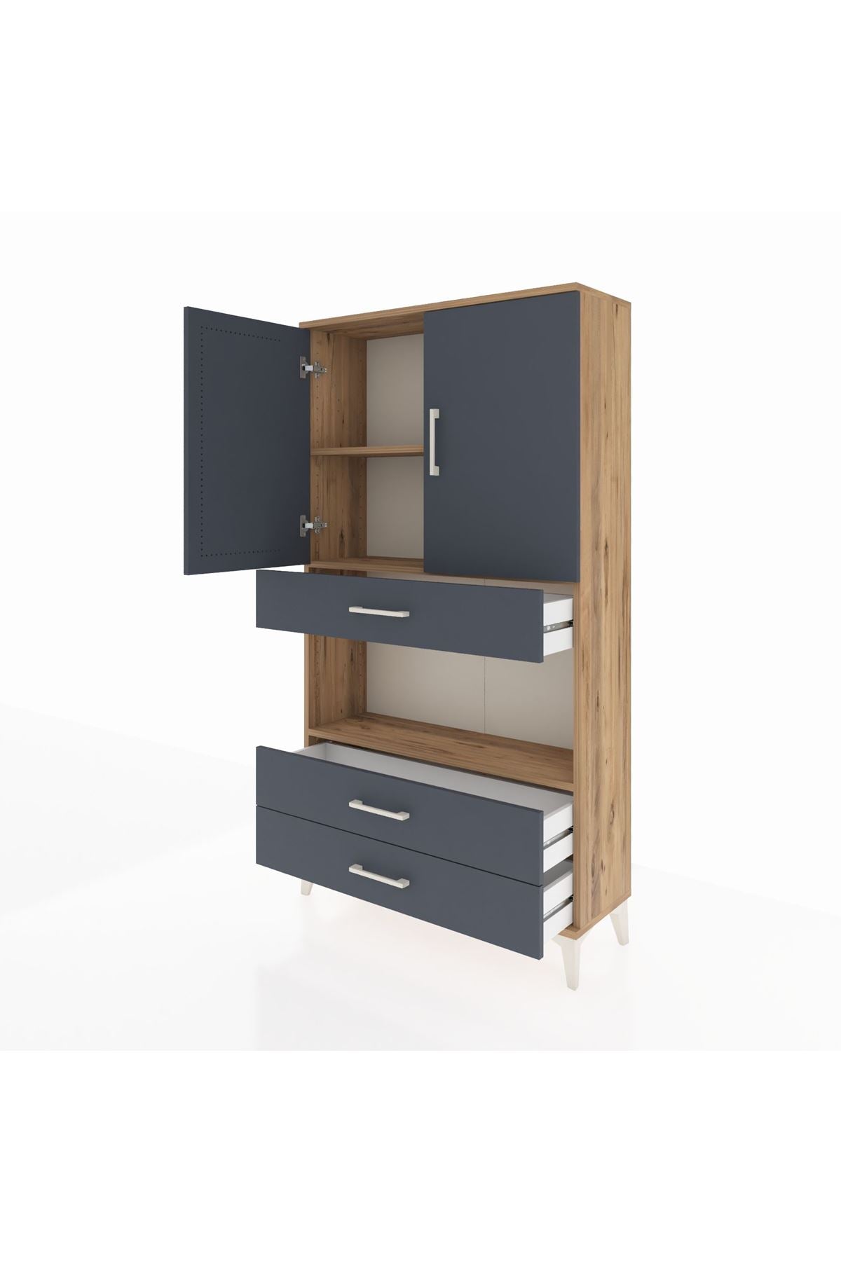 Arges Dolap 3 Raflı 3 Çekmeceli 2 Kapaklı 88x30x163 - S21M085V8A
