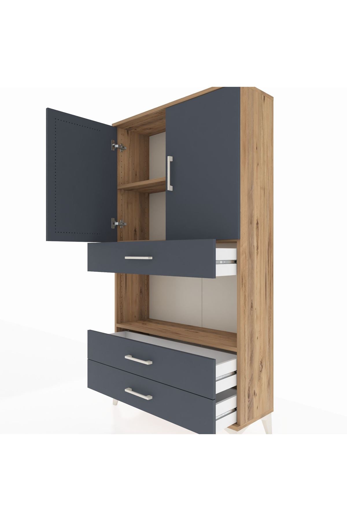 Arges Dolap 3 Raflı 3 Çekmeceli 2 Kapaklı 88x30x163 - S21M085V8A