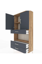 Arges Dolap 3 Raflı 3 Çekmeceli 2 Kapaklı 88x30x163 - S21M085V8A