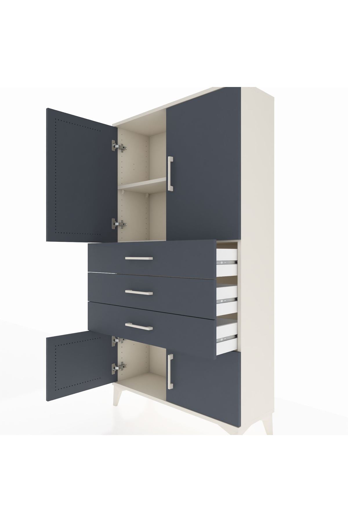 Arges Dolap 2 Raflı 3 Çekmeceli 4 Kapaklı 88x30x163 - S21M087V2A