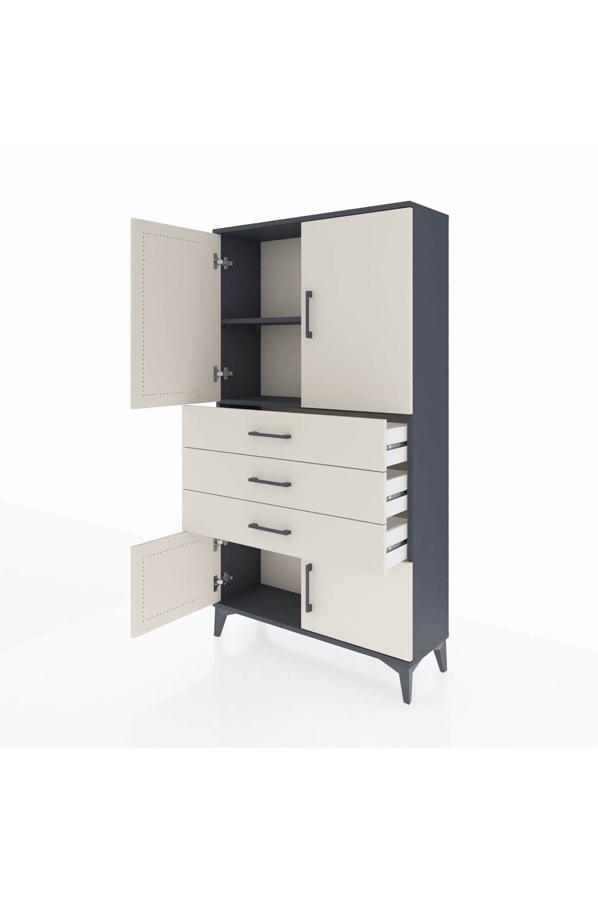 Arges Dolap 2 Raflı 3 Çekmeceli 4 Kapaklı 88x30x163 - S21M087V4A
