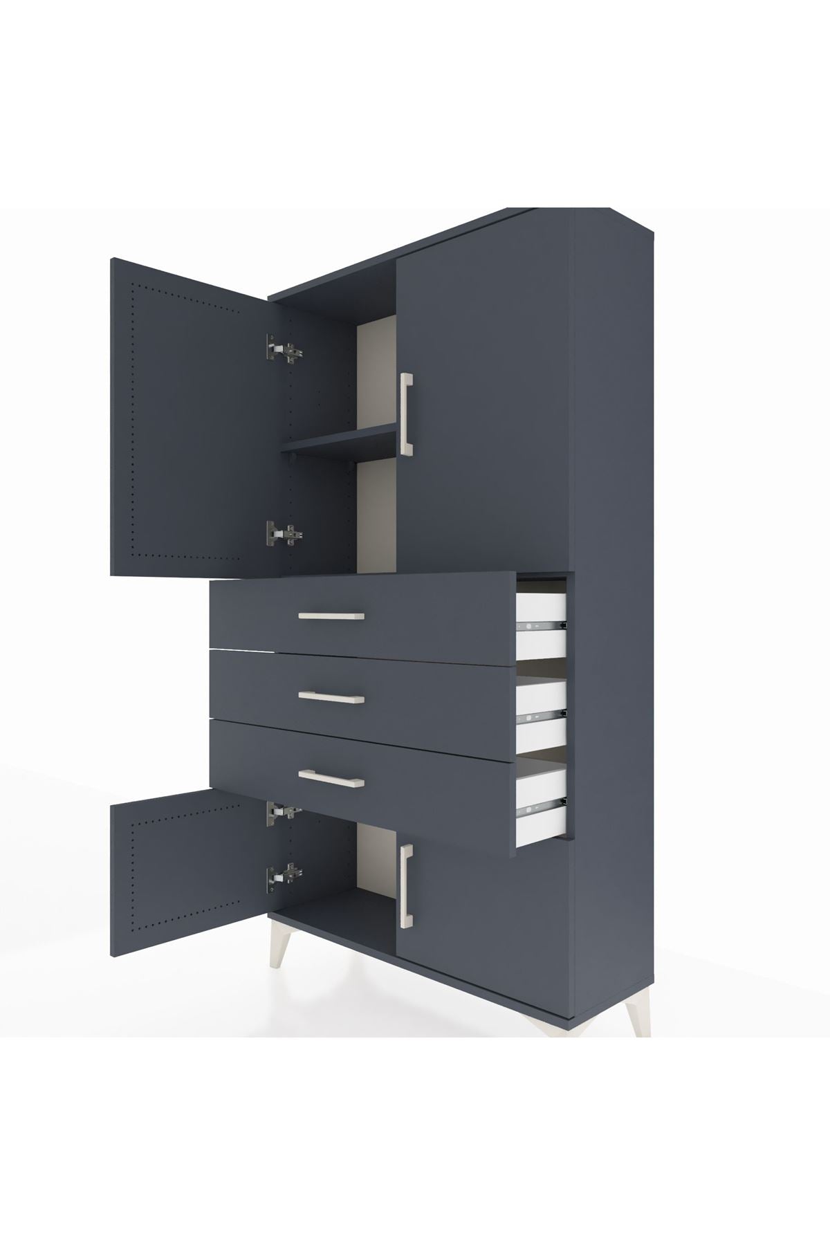 Arges Dolap 2 Raflı 3 Çekmeceli 4 Kapaklı 88x30x163 - S21M087V5A