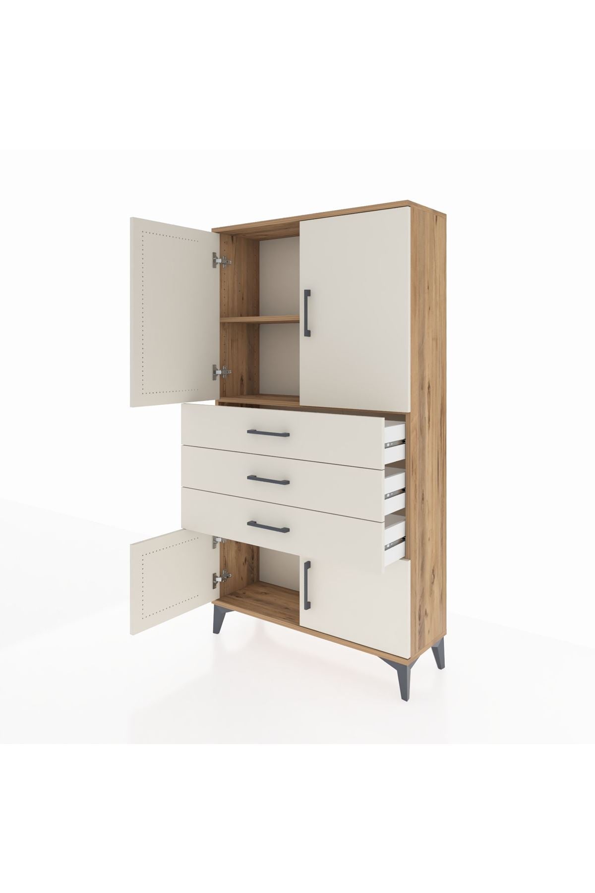 Arges Dolap 2 Raflı 3 Çekmeceli 4 Kapaklı 88x30x163 - S21M087V7A