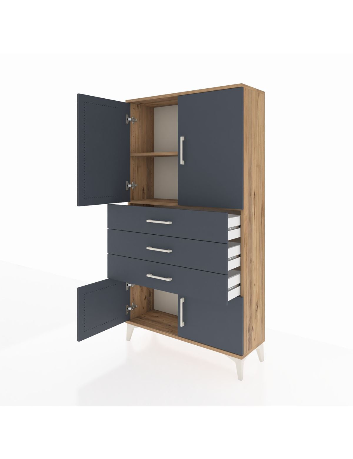 Arges Dolap 2 Raflı 3 Çekmeceli 4 Kapaklı 88x30x163 - S21M087V8A