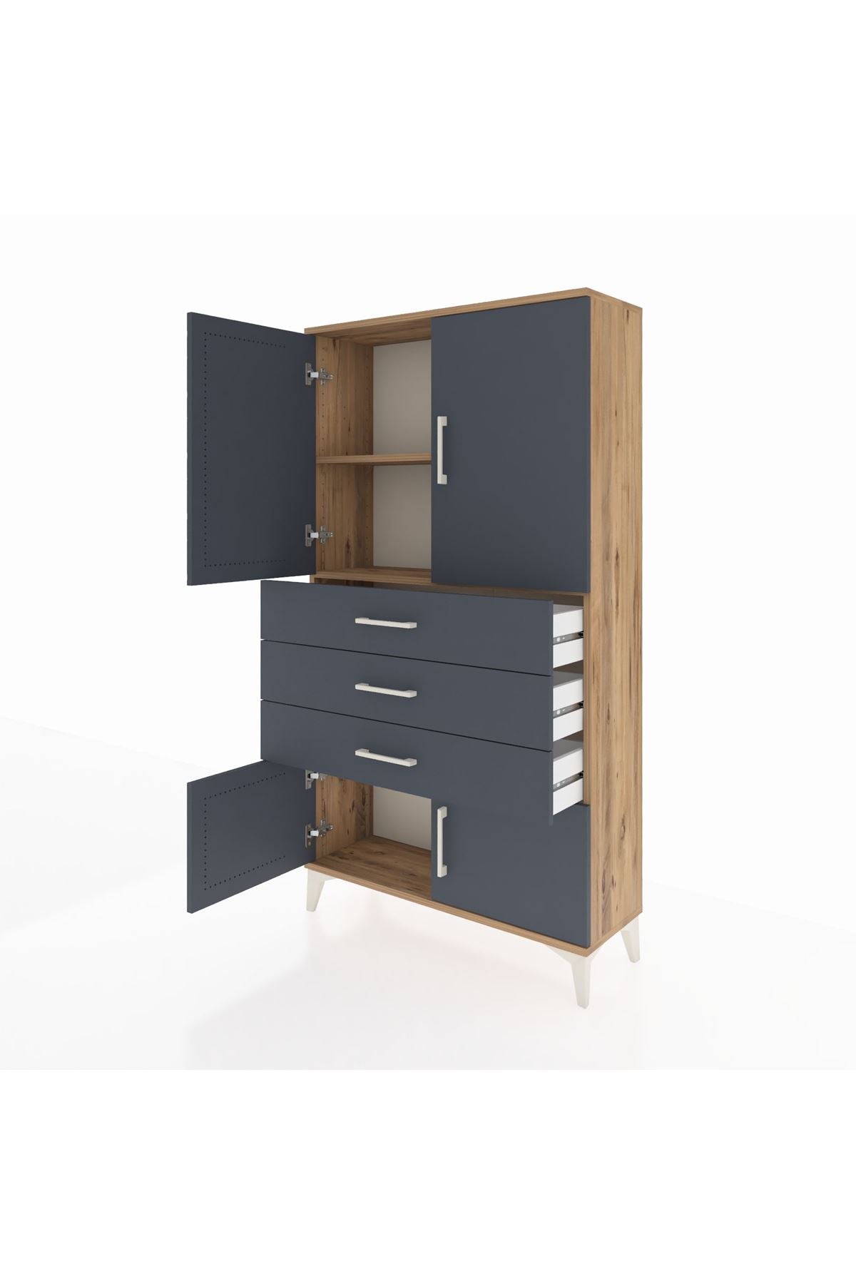 Arges Dolap 2 Raflı 3 Çekmeceli 4 Kapaklı 88x30x163 - S21M087V8A