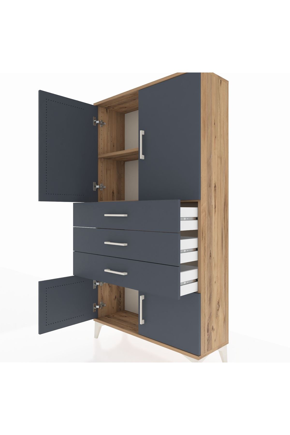 Arges Dolap 2 Raflı 3 Çekmeceli 4 Kapaklı 88x30x163 - S21M087V8A