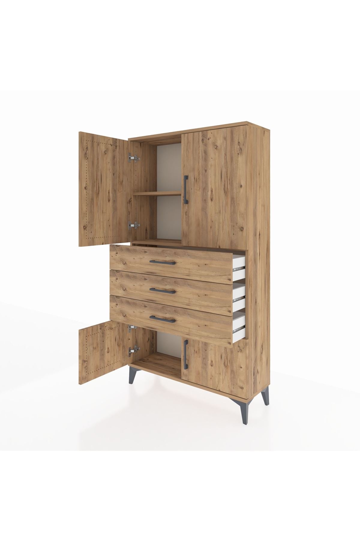 Arges Dolap 2 Raflı 3 Çekmeceli 4 Kapaklı 88x30x163 - S21M087V9A