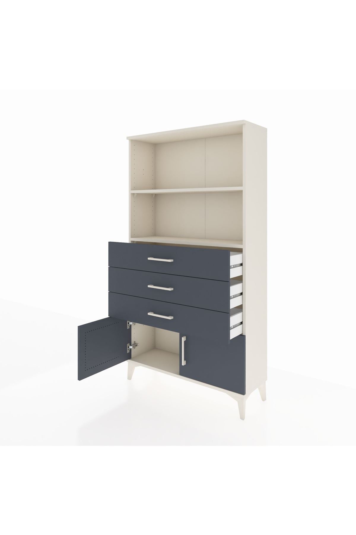Arges Dolap 2 Raflı 3 Çekmeceli 2 Kapaklı 88x30x163 - S21M088V2A