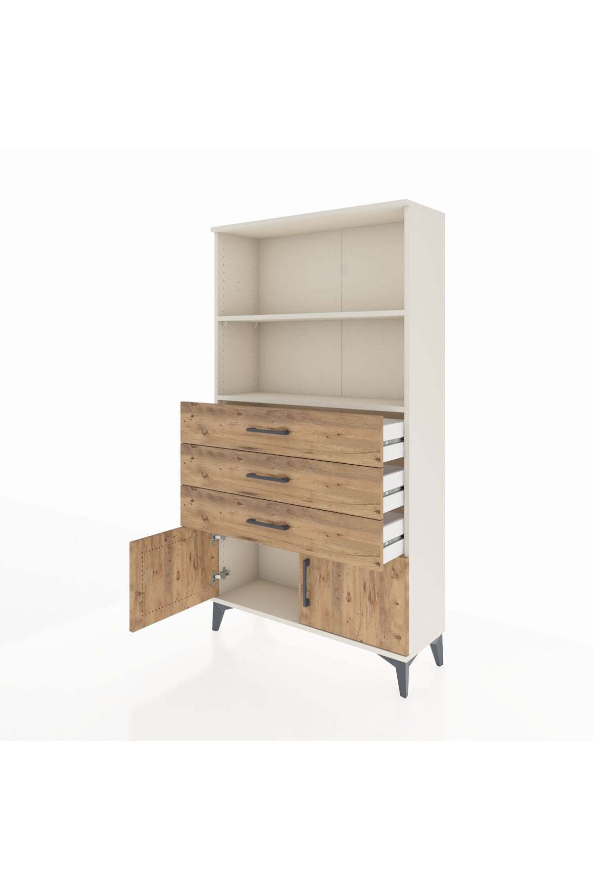 Arges Dolap 2 Raflı 3 Çekmeceli 2 Kapaklı 88x30x163 - S21M088V3A
