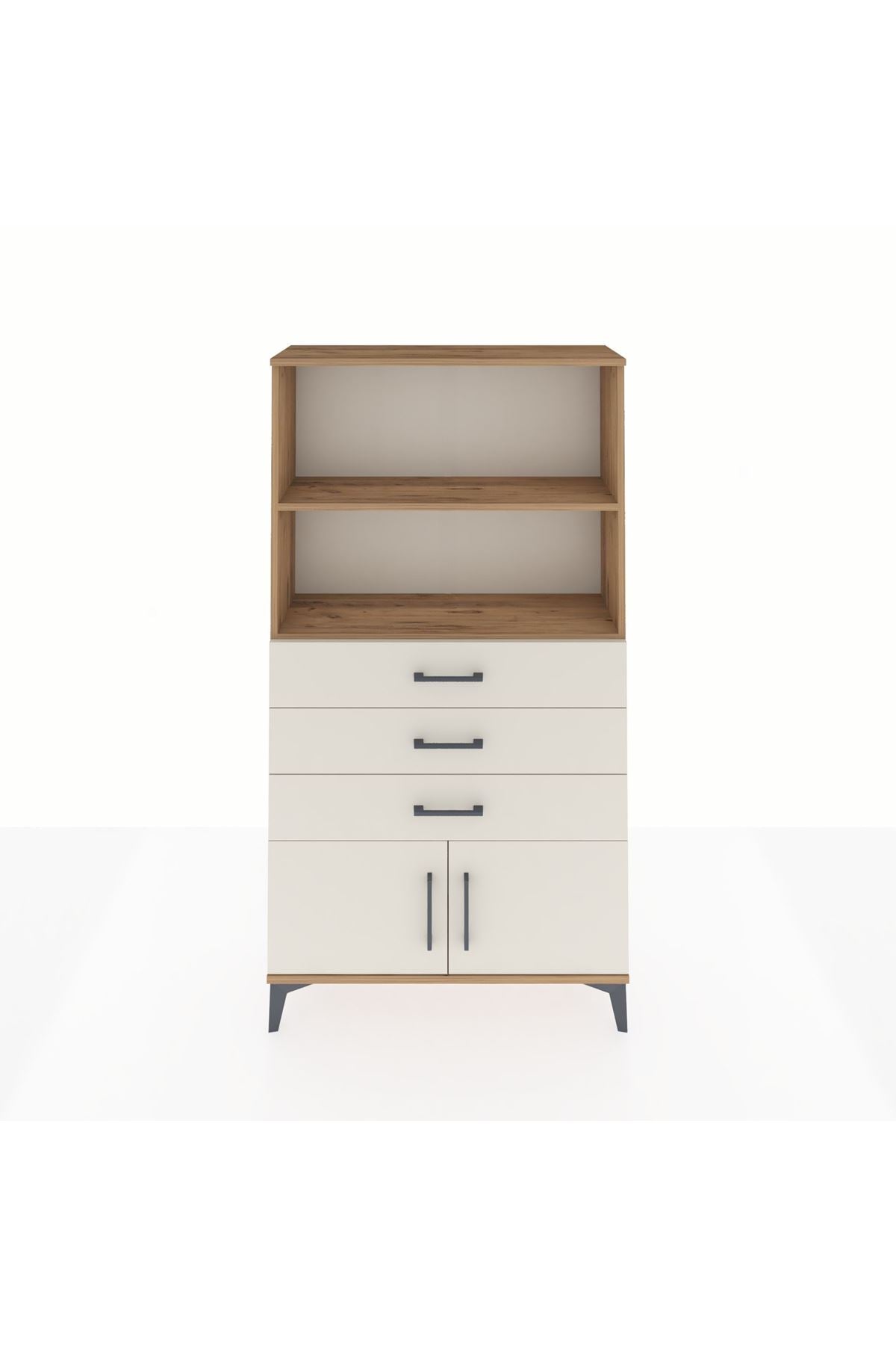 Arges Dolap 2 Raflı 3 Çekmeceli 2 Kapaklı 88x30x163 - S21M088V7A