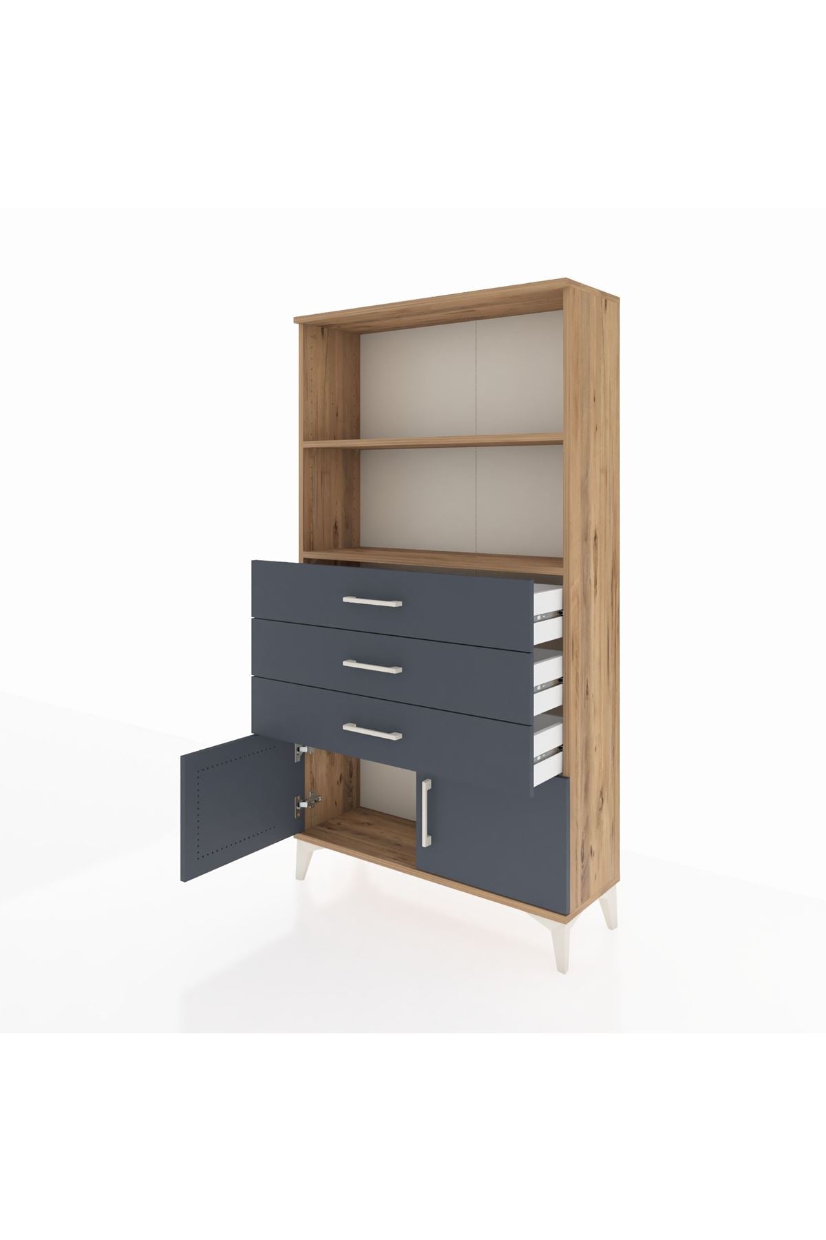 Arges Dolap 2 Raflı 3 Çekmeceli 2 Kapaklı 88x30x163 - S21M088V8A
